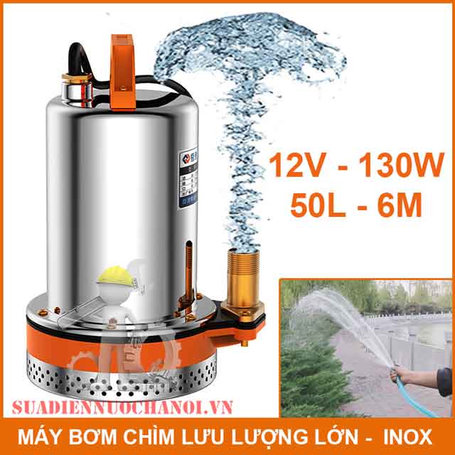 Máy bơm chìm 12V inox 130W 50L