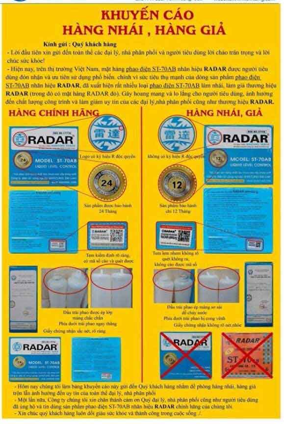 cách phân biệt phao điện RADAR chính hãng