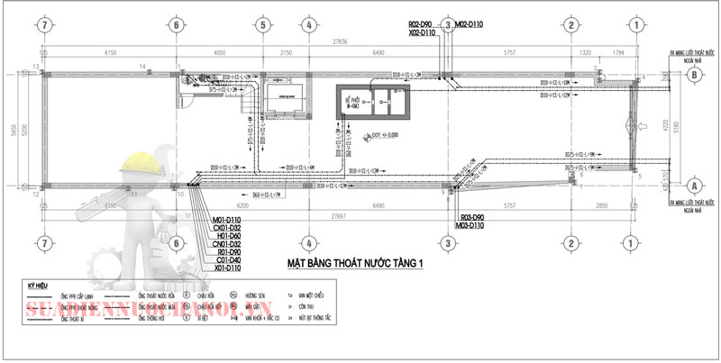 bản vẽ thiết kế đường ống nước nhà vệ sinh