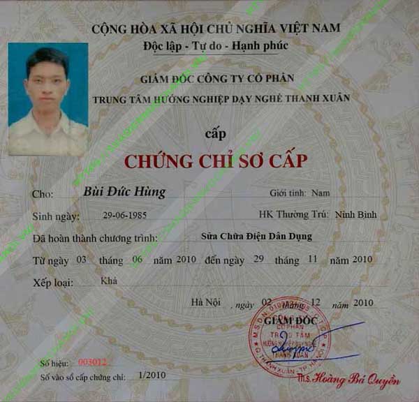 Chứng chỉ đào tạo nghề Nhà Cái Hb88 Casino