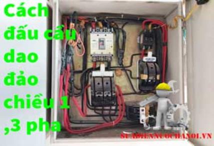 Sơ đồ đấu cầu dao đảo chiều 1,3 pha chuẩn kỹ thuật