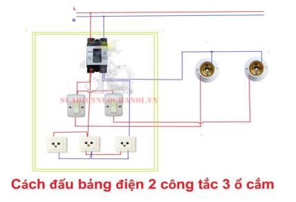 Cách đấu điện ổ cắm và công tắc cầu chì